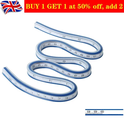 60cm Flexible Vinyl Plastic French Curve Ruler School Drafting Drawing Measure - Image 1 of 4