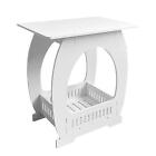 White Nightstand Coffee End Table With Open Storage, Elegant Bedside Table