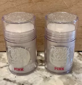 Victoria's Secret bastoncino festa argento luccicante ghiaccio ROSA 1,4 oz X 2 bastoncini nuovo - Foto 1 di 2