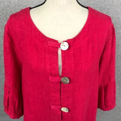 Chaqueta Camisa Top Willow Talla L L L Lino Botón Delantero Mangas Cortas Lagenlook Foto 1 de 4