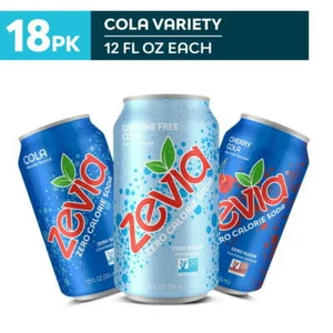 Zevia COLA Variety Pack, Zero Calorie No Sugar Soda Pop, 18 Pack 12 Fl Oz Cans - Picture 1 of 12