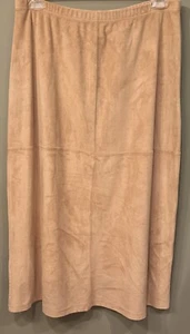 Vintage Liz Claiborne Woman’s Tan Faux Suede 34”Skirt Elastic Waistband Size PL - Picture 1 of 5