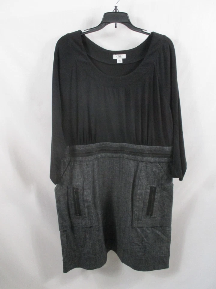 Vestido para mujer Cato 18W Plus negro manga larga corto cuello redondo funda poliéster Foto 1 de 4