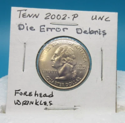 ERROR Forehead Wrinkles 2002-P Tennesse Quarter COIN Nice Gold Toning - Image 1 of 4