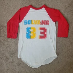 Vintage 80s Solvang California Raglan T Shirt Small Soft and Thin Red White 1983 - Picture 1 of 5