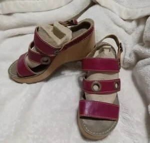 Fly London Guse Ladies Sandals with Wedge Heel And Platform Soles Red size 41 - Picture 1 of 7