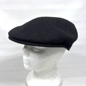 De colección Kangol 504 100% Lana Boina Negra Newboy Cabbie Gorra Plana Sombrero - Imagen 1 de 10