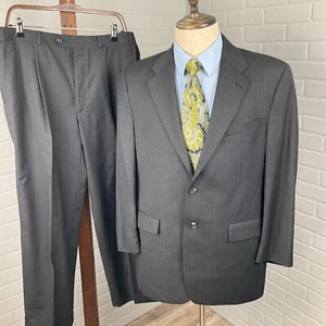 Ralph Lauren Chaps Suit Men42 34Wx28L Gray Blue Pinstripe Cashmere Wool Canada - Picture 1 of 23