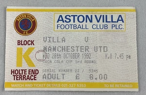 EFB 1992 10/28 Aston Villa v Manchester United Football (Soccer) Ticket - Picture 1 of 2
