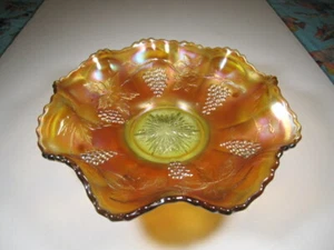 VTG Fenton Marigold Over Vaseline 10" Vintage Pattern Carnival Glass Bowl - Picture 1 of 5