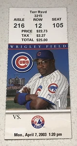 Montreal Expos Cubs MLB Ticket Stub Vladimir Guerrero HR Game 4/7/2003 - Picture 1 of 2