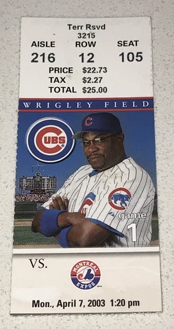 4/7/03 Montreal Expos Chicago Cubs MLB Ticket Stub Vladimir Guerrero HR #210 Cover