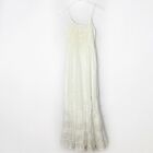 Roberta Freymann Vintage White Tiered Maxi Dress Sleeveless Embroidered Boho XS