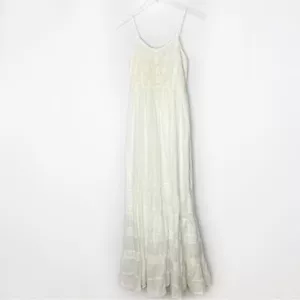 Roberta Freymann Vintage White Tiered Maxi Dress Sleeveless Embroidered Boho XS - Picture 1 of 8