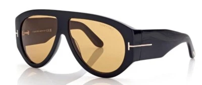 Gafas de sol Tom Ford FT Bronson 1044/S 01E brillantes negras amarillas lentes auténticas nuevas Foto 1 de 4