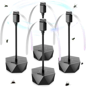 Table Fly Repellent Fans with Holographic Blades, 4-Pack, Black - Picture 1 of 12