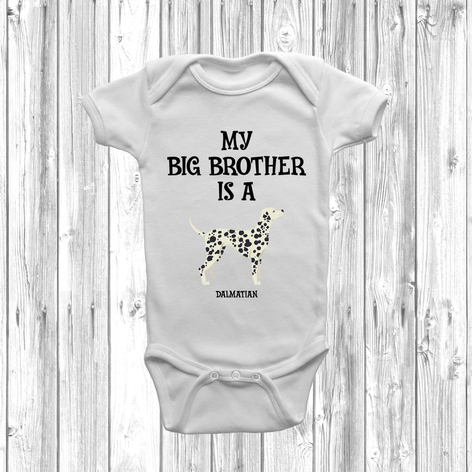 DIZZYKITTEN My Big Brother Is A Dalmatian Baby Grow Body Suit Vest Gift Present
