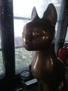 (2)  Brass Cat Statues 15"tall - Picture 1 of 5