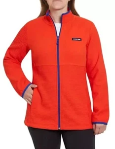 Lands' End Grid Fleece Full Zip Up Jacket Orange Women’s Size S (6-8) NWT! - Picture 1 of 7