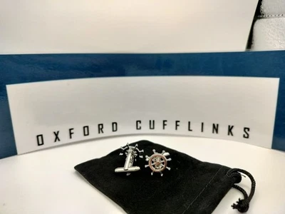 silver sailing/boating Cufflinks,  Gift, Formal ,FREE SHIPPING. + GIFT BAG - Image 1 of 3