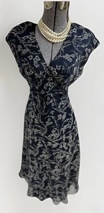 Chaps By Ralph Lauren Dress Size 10 Fits Like 8 Blue Floral 90’s Y2K Gorgeous - Picture 1 of 22