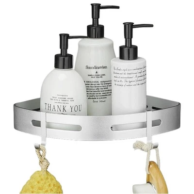 Mensola Doccia Angolare Senza Foratura con Ganci e Adesivi Extra Forti - Immagine 1 di 4