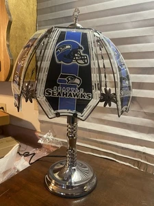 Seattle Seahawks NFL 3 Way Touch Lamp 23” Tall 6 Glass Panels 9”  New - Picture 1 of 10
