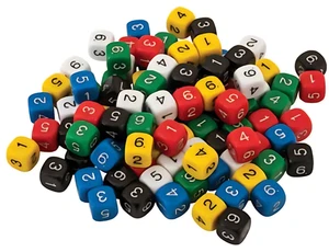 Juego de 6 dados de 16 mm muestra los números del 1 al 6 de primaria a secundaria - Imagen 1 de 1