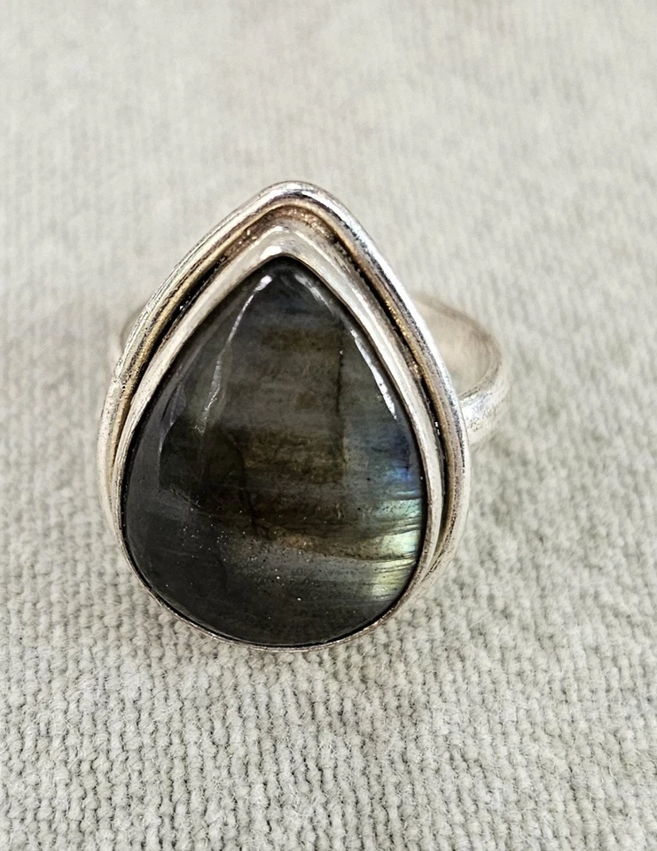 Anillo de plata de ley/925 labradorita joyería de regalo vintage Foto 1 de 4