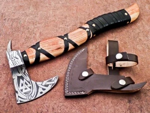 CUSTOM HAND FORGED STEEL VIKING AXE CAMPING HATCHET TOMAHAWK AXE, TR-553 - Picture 1 of 12