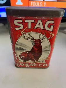 Lata de tabaco vintage con bisagras litográficas "Stag" - Imagen 1 de 6