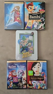 Great Mouse Detective 2012 TIN CASE The RESCUERS Sword in the Stone DVD LOT NEW - Image 1 of 4