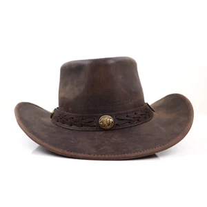 Cowboyhut Vintage Style braun Echtleder Westernhut für Damen und Herren - Bild 1 von 10
