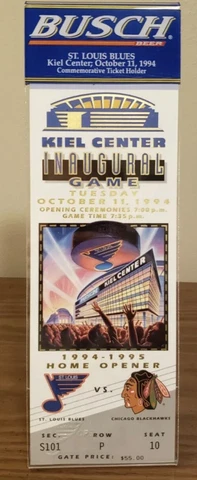Kiel Center Inaugural Game Home Opener Ticket with Stand St Louis Blues Cover