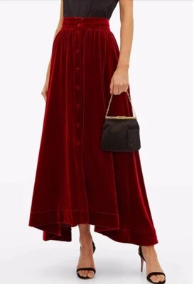 Custom Made To Order Velvet Button Up long A-line Casual Skirt Plus 1x-10x Y813 - Image 1 of 4