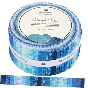Jelly Roll Fabric Strips for Quilting, Crafting, and Sewing, 40 Eternal Bleu - Picture 1 of 7