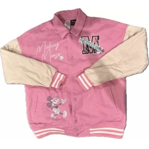 NEW WT Disneyland Mickey Mouse Varsity Jacket for Women Her Universe Pink SZ XS - Picture 1 of 5