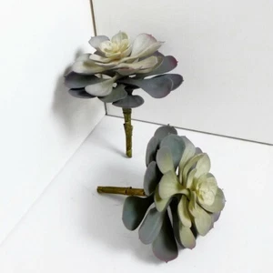 Artificial Succulents Plants Set of 2 Gray Big Snow Lotus(#98) - Picture 1 of 4