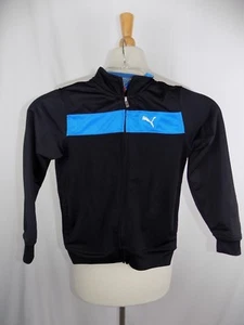 Puma Sport Lifestyle Kids Full Zip Warmup Jacket Black Royal Blue Size 6 - Picture 1 of 3