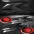 6.25"Black Vinyl 3D GSXR Logo Emblem Decal+2"Red Suzuki "S"Fairing Badge Sticker