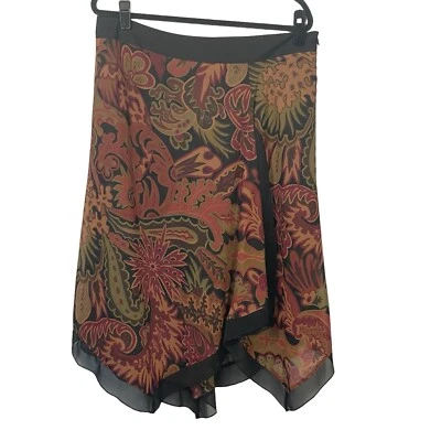 Falda DJ & Co By Dawn Joy Talla 14 Paisley Tono Joya Gasa Dobladillo Asimétrico Foto 1 de 4