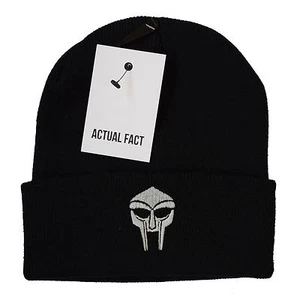 Actual Fact MF Doom besticktes Abzeichen aufrollbar schwarz Wolle Beanie Mütze - Bild 1 von 2