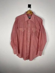 Vintage H Bar C Western Shirt Pearl Snap Red Check Plaid Cowboy RanchWear USA - Picture 1 of 9