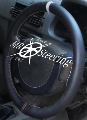 Für Opel Vectra C 2002-2008 Schwarz Leder Lenkrad Abdeckung + Grau Riemen - Bild 1 von 4