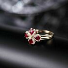 2.50Ct Lab Created Pear Red Ruby Brilliant Engagement Ring 14K Rose Gold Finish