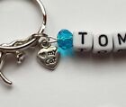 Personalised Love My Cat Keyring Any Name Up to 7 Letters With Gems in 4 Colours
