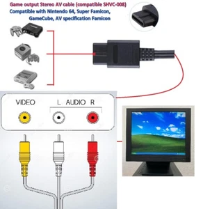 Unbranded Compatible AV Cable For Nintendo SFC N64 GC Superfamicon 64 Game Cube - Picture 1 of 8