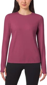 Mondetta Women's Long Sleeve Active Top with Thumb Holes, Raspberry Coulis, XL. - Picture 1 of 4
