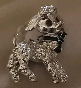 Lamb Brooch with Rhinestone Eyes Silver Tone Enamel - Picture 1 of 9