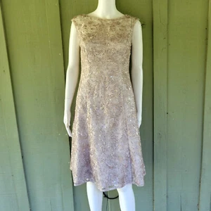 New ADRIANNA PAPELL Silver Lace Sequin Dress 4 - Picture 1 of 6